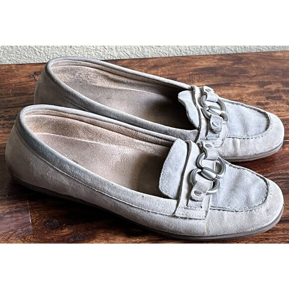 Naturalizer Shoes Slip On Loafer Flats Comfort Blue Suede Buckle 8 Career Preppy - Picture 3 of 8